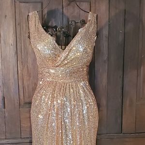 Really pretty and sparkly, Rose Gold long gown